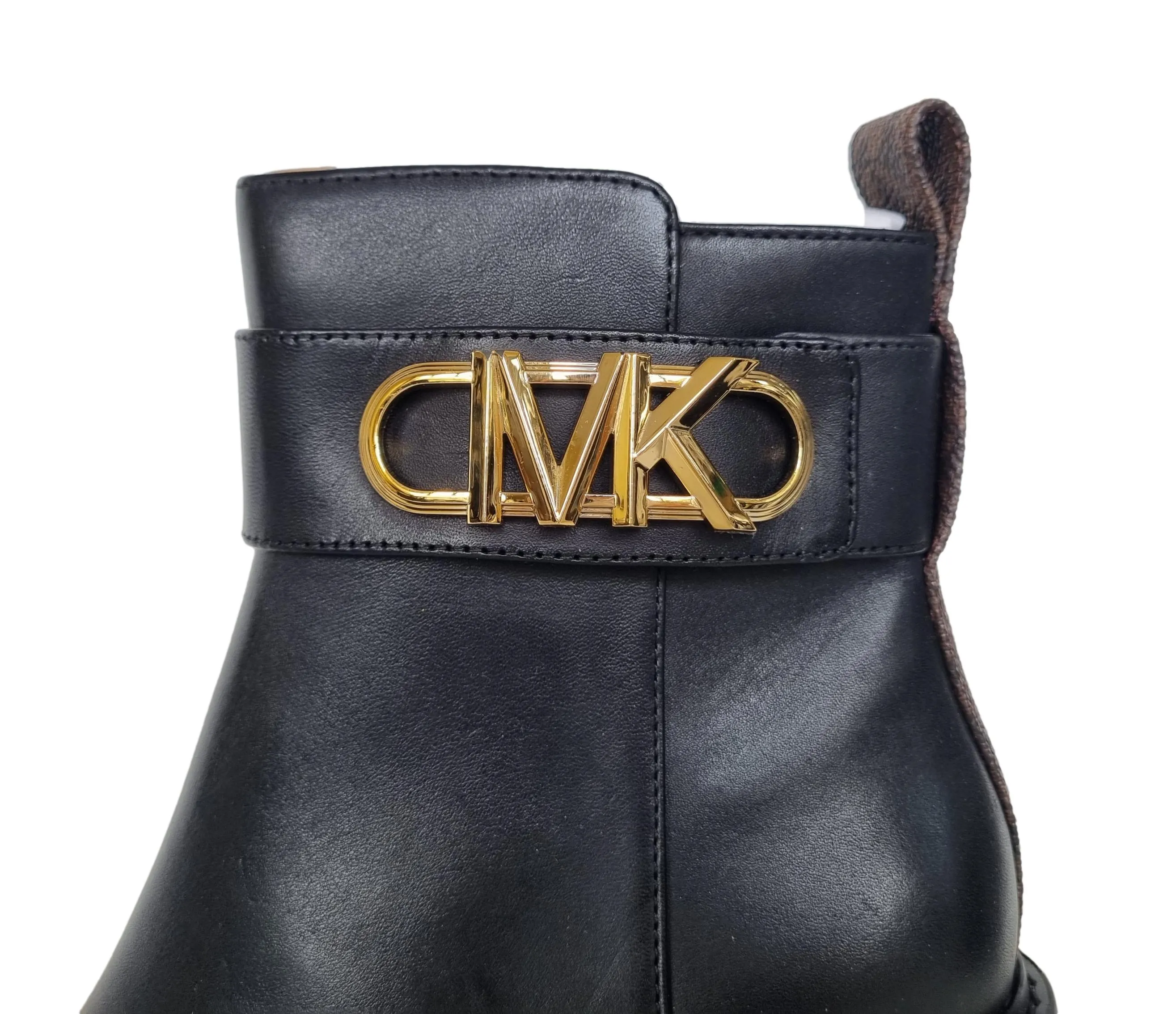 Michael Kors zapatos de cuero botín 4OF2PKME7L negro marrón