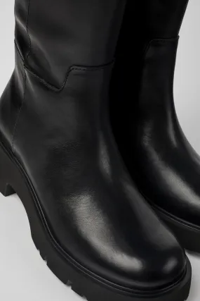 Milah Botas altas de piel negra para mujer