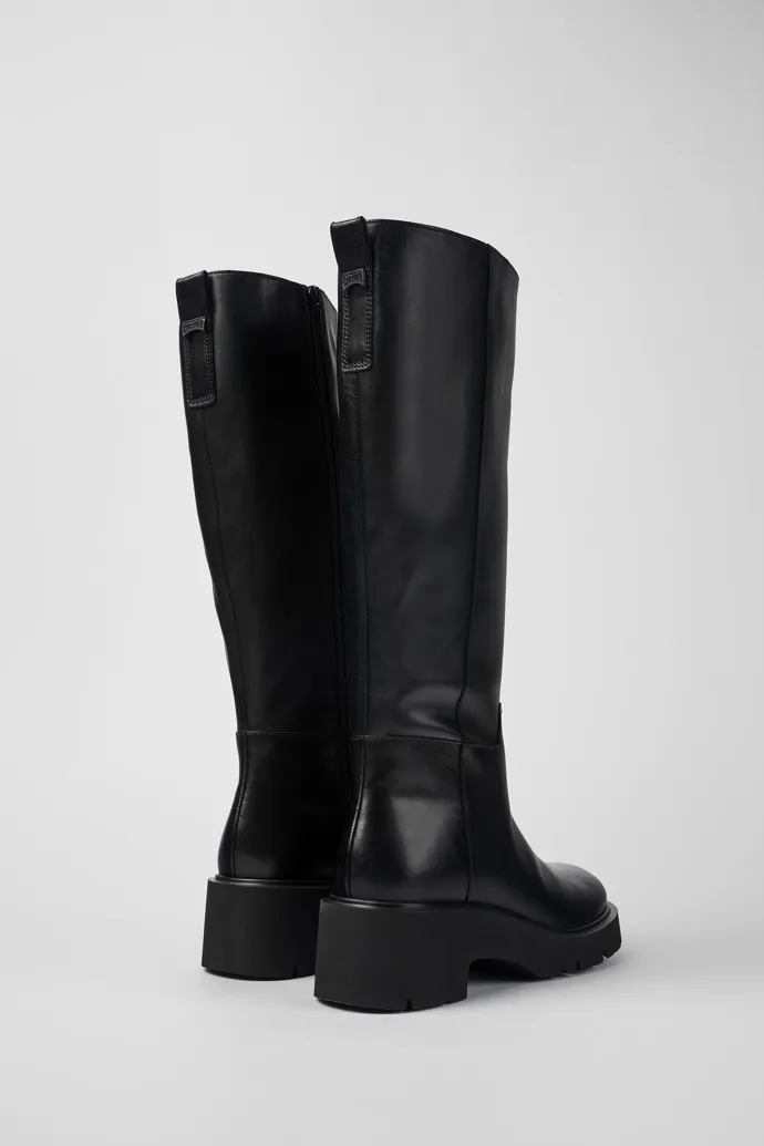 Milah Botas altas de piel negra para mujer