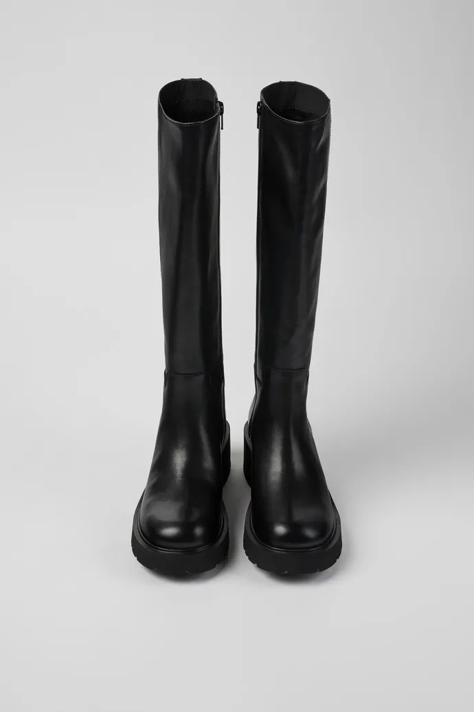 Milah Botas altas de piel negra para mujer