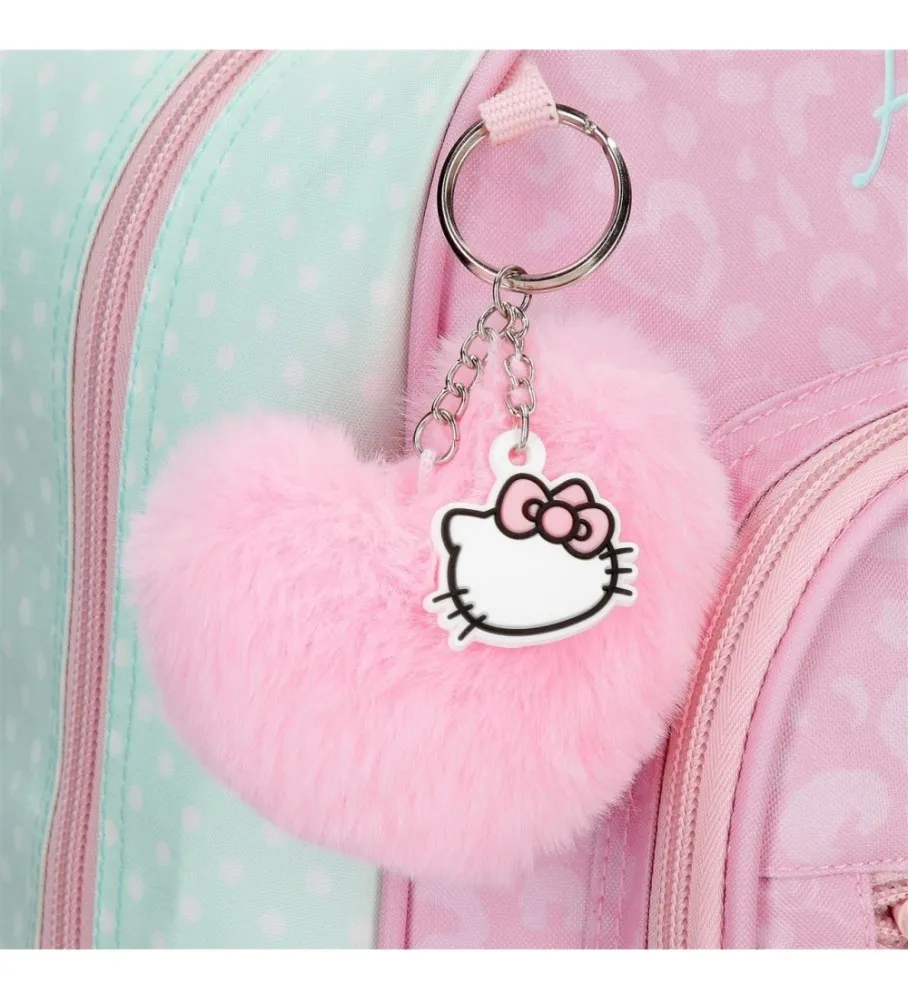 Mochila escolar Hello Kitty Paris turquesa -30x38x12cm-