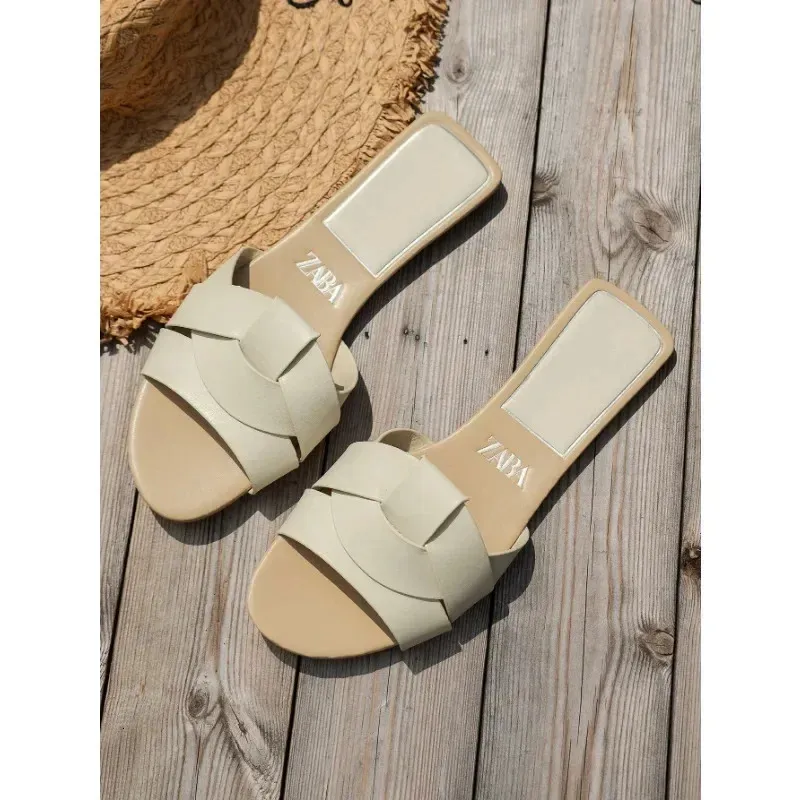 Mujer diseñador plano zapatillas de fondo casual sandalias de verano zapatos para mujeres