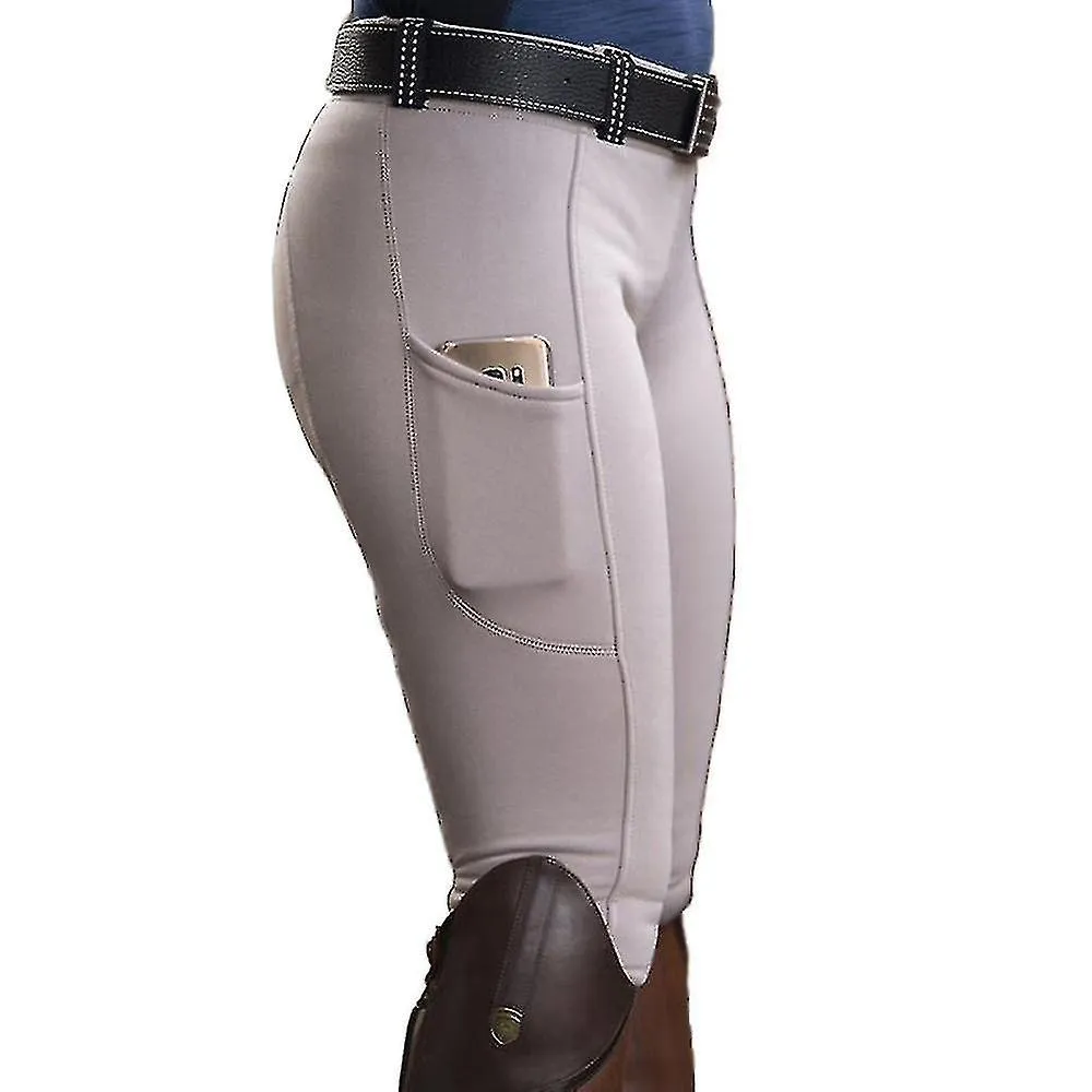 Mujer Pocket Hip Lift Elástico Pantalones Ecuestres Pantalones de carreras de caballos