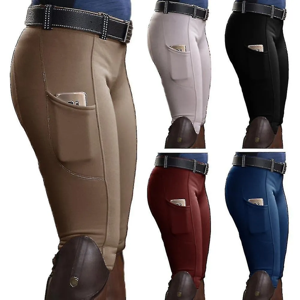 Mujer Pocket Hip Lift Elástico Pantalones Ecuestres Pantalones de carreras de caballos