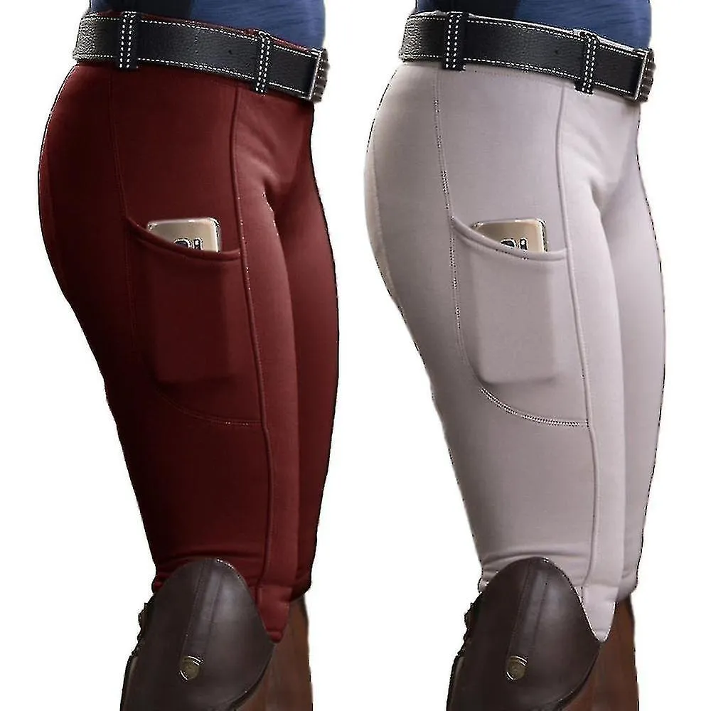 Mujer Pocket Hip Lift Elástico Pantalones Ecuestres Pantalones de carreras de caballos