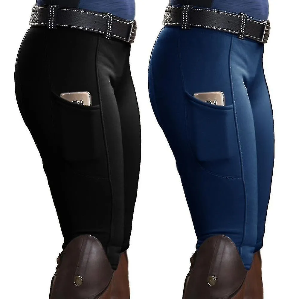 Mujer Pocket Hip Lift Elástico Pantalones Ecuestres Pantalones de carreras de caballos