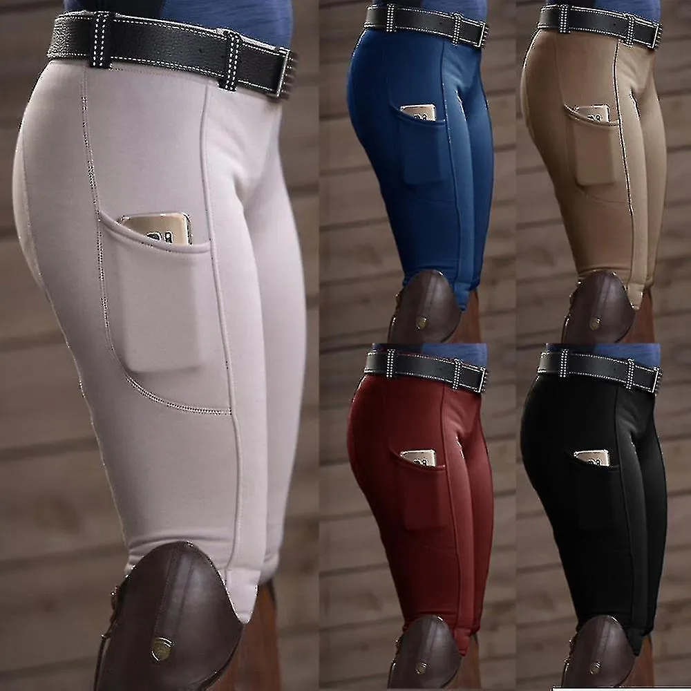 Mujer Pocket Hip Lift Elástico Pantalones Ecuestres Pantalones de carreras de caballos