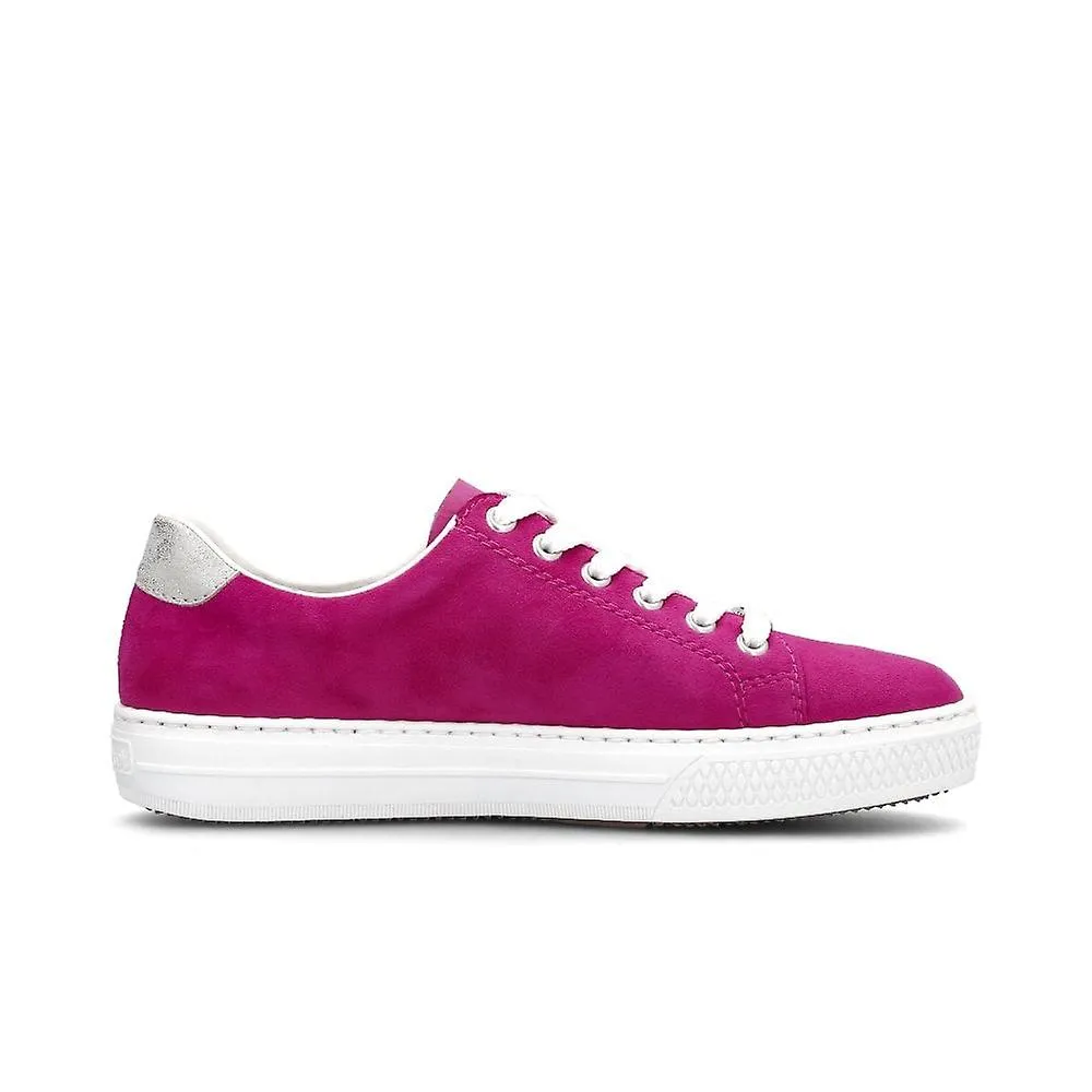 Mujer Rieker L59L1-31 | Nobuk fucsia | Zapatillas casuales para mujer