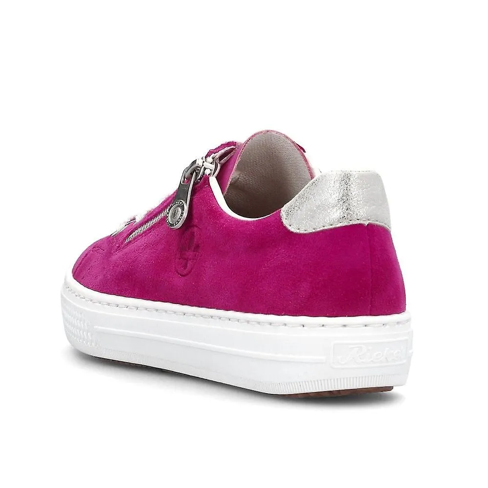 Mujer Rieker L59L1-31 | Nobuk fucsia | Zapatillas casuales para mujer