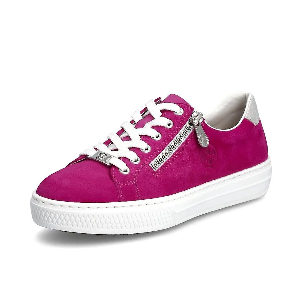 Mujer Rieker L59L1-31 | Nobuk fucsia | Zapatillas casuales para mujer