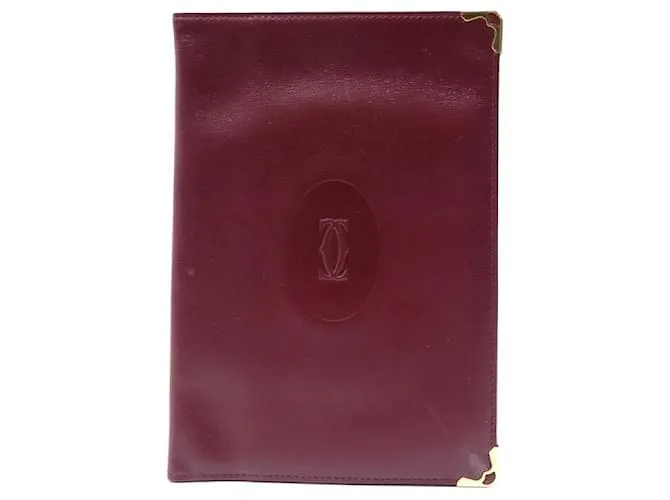 MUST DE CARTIER PORTA PASAPORTES CUERO BURDEOS CARTERA CARTERA DE CUERO 