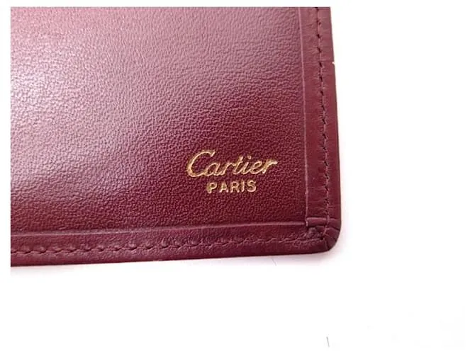 MUST DE CARTIER PORTA PASAPORTES CUERO BURDEOS CARTERA CARTERA DE CUERO 