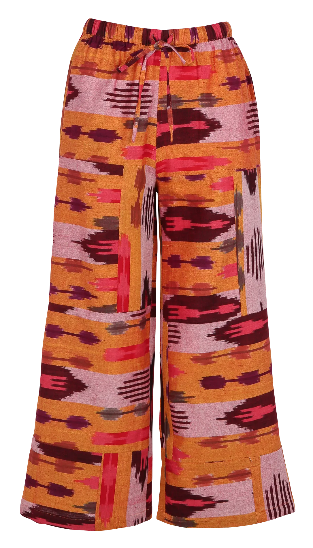 NILAI IKAT - Pantalón ancho de jacquard de algodón en amarillo