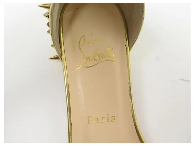 NUEVOS ZAPATOS CHRISTIAN LOUBOUTIN DRUIDE SPIKE SANDALIAS 38.5 los zapatos de cuero Dorado 