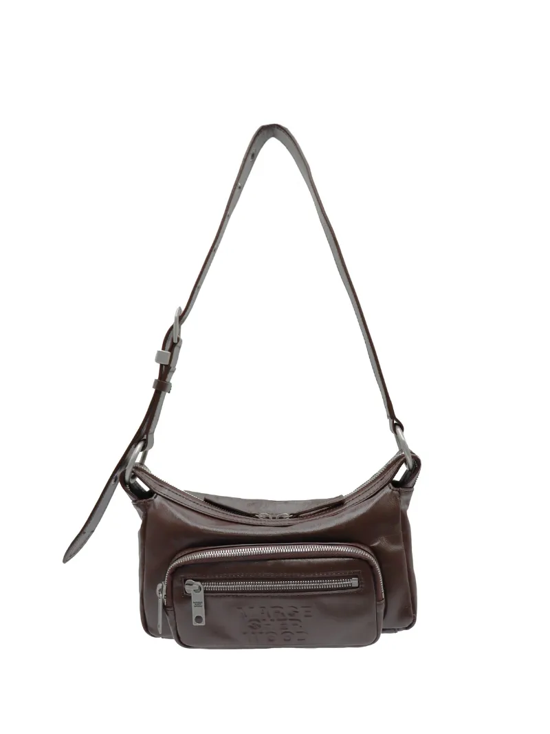 Outpocket Hobo Mini dark brown glossy plain