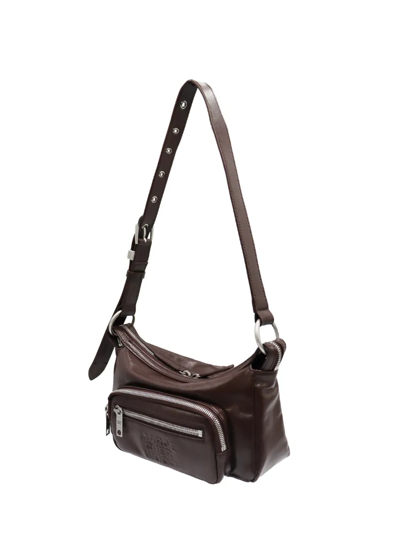 Outpocket Hobo Mini dark brown glossy plain