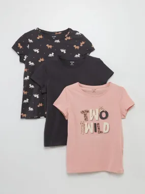 Pack de 2 camisetas estampadas - 3 piezas - ROSA