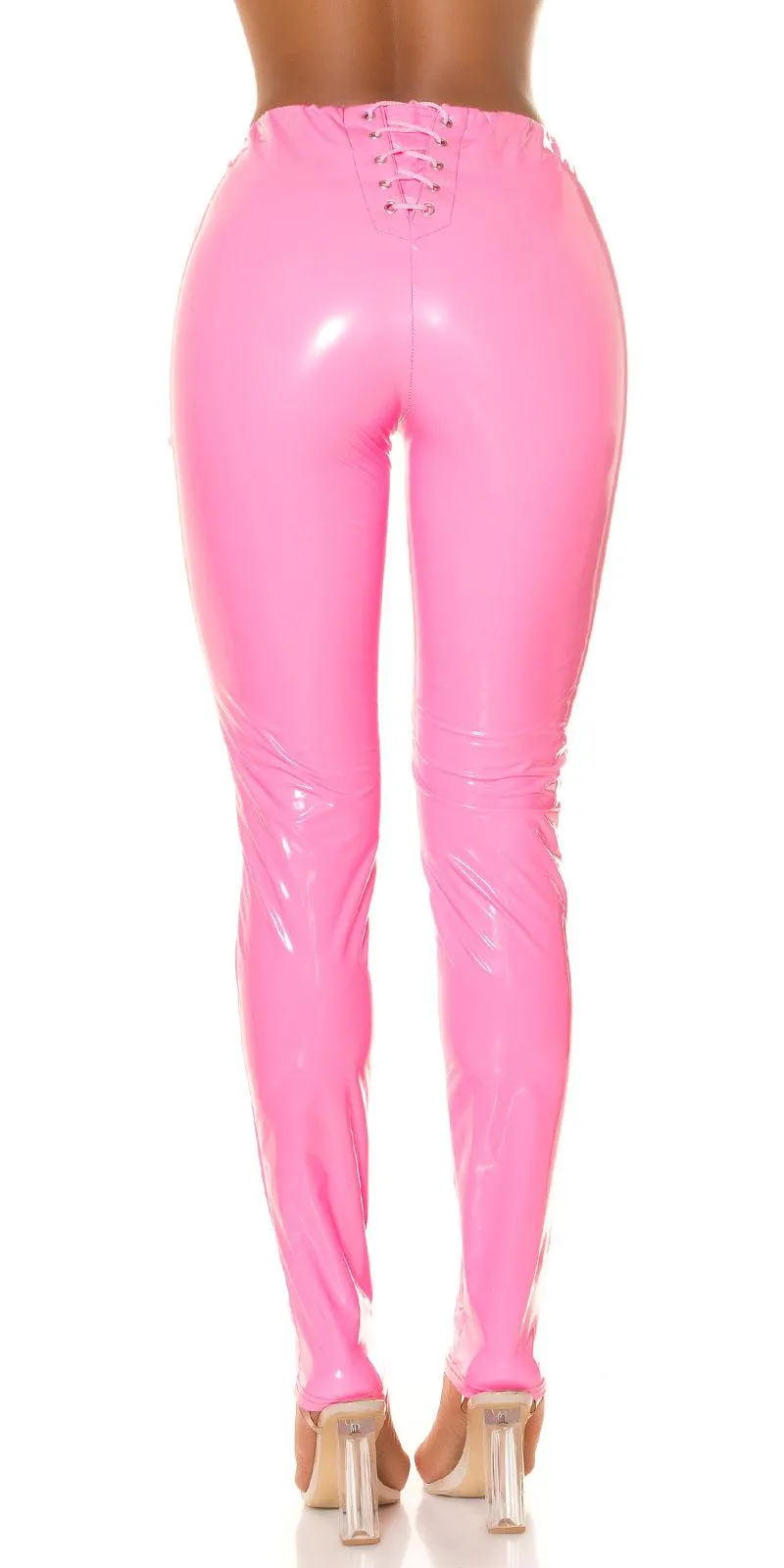 Pantalones ajustados látex rosa barbie