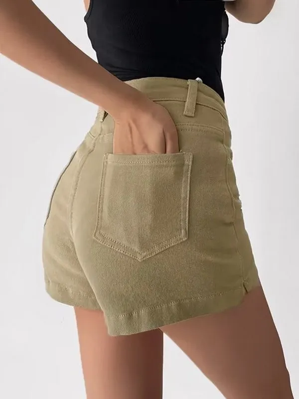 Pantalones cortos de mezclilla de cintura alta de moda