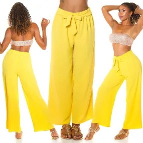 Pantalón Moda verano acampanado Amarillo