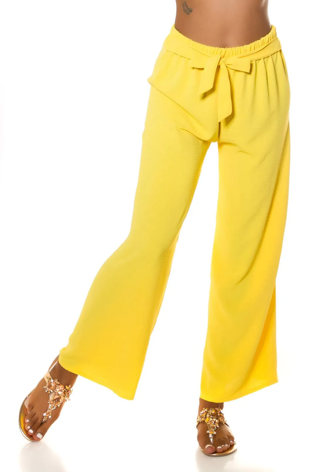 Pantalón Moda verano acampanado Amarillo