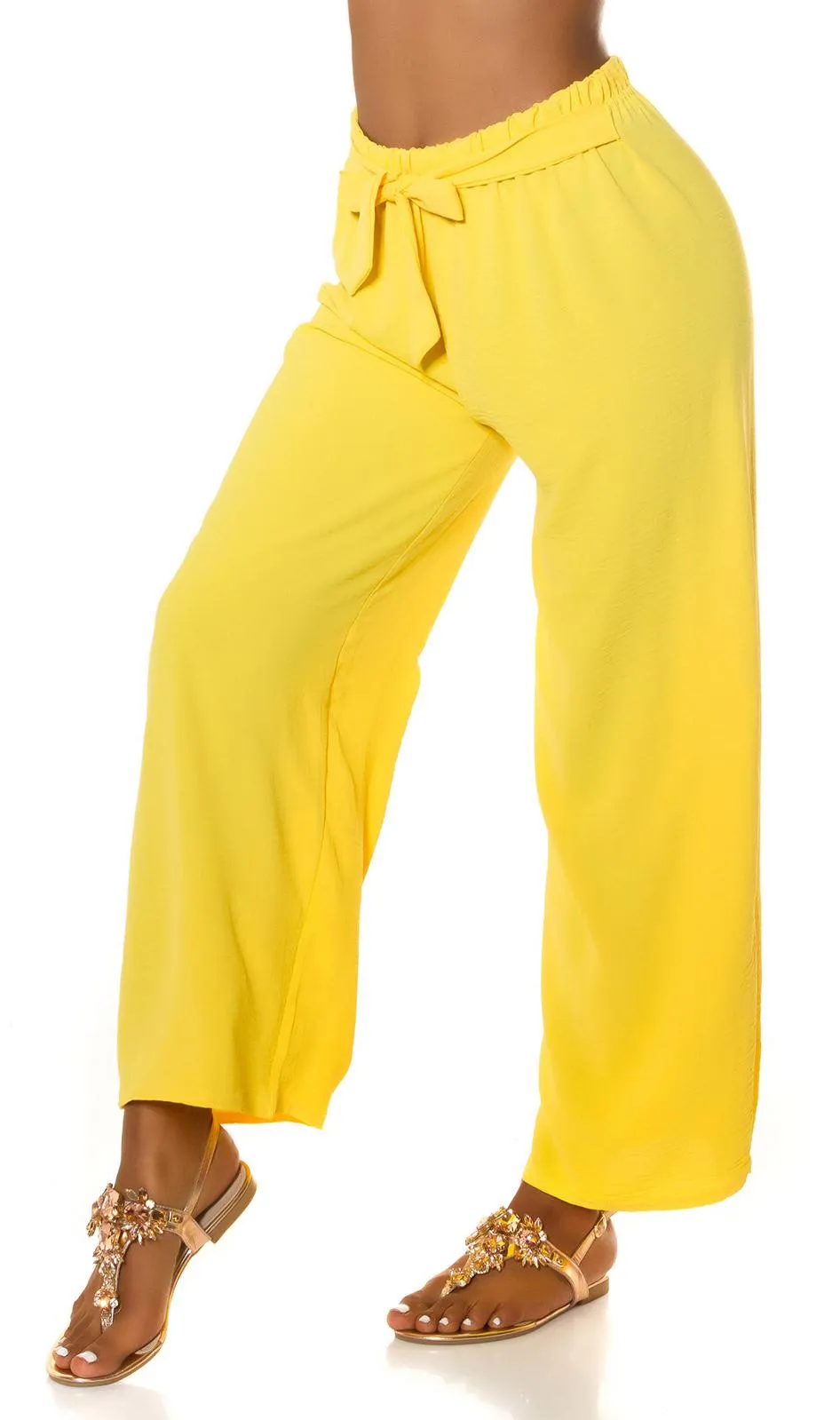 Pantalón Moda verano acampanado Amarillo