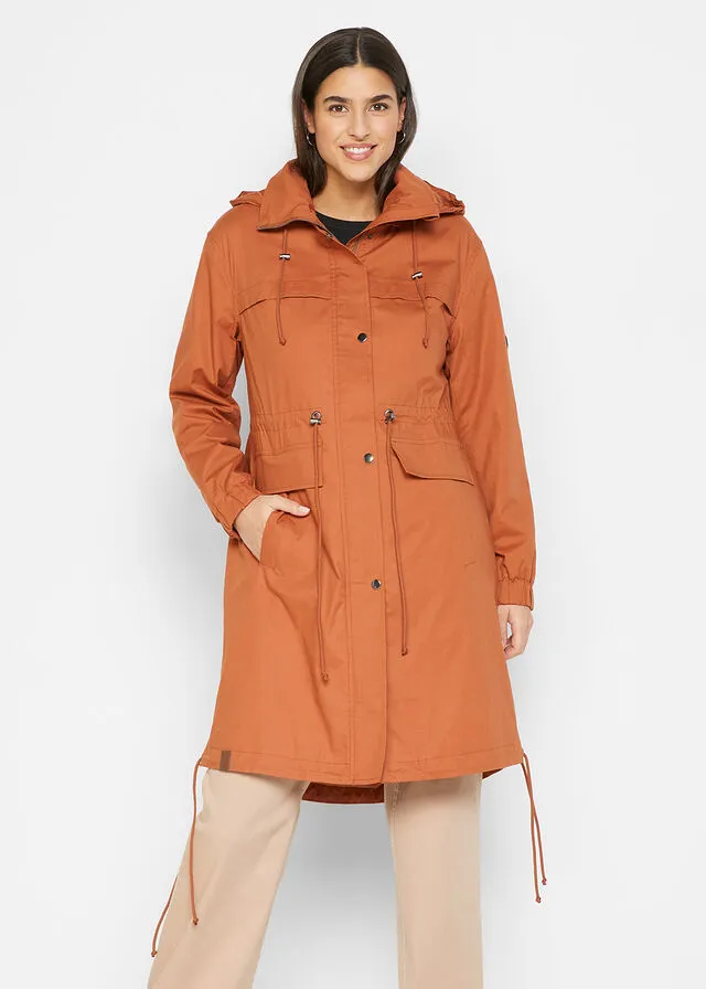 Parka tipo gabardina con bolsillos grandes Marrón castaño