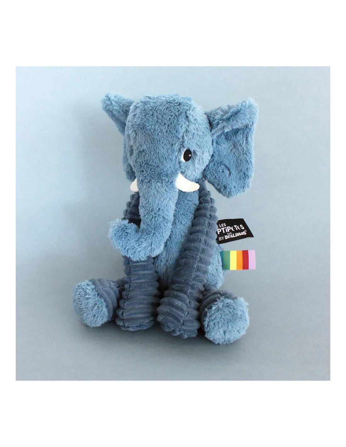 Peluche ptipotos elefante azul Déglingos