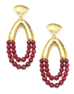 PENDIENTES GRANDES MUJER PIEDRAS NATURALES ROJAS - PENDIENTES FIESTA