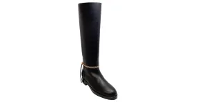 Pierre Hardy botas altas de cuero negro con detalle de cremallera dorada 