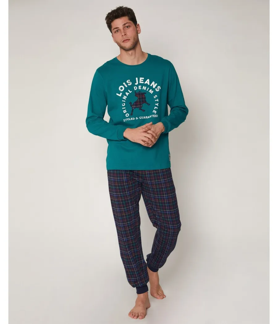 Pijama invierno hombre Lois Styled verde algodón