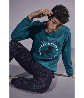 Pijama invierno hombre Lois Styled verde algodón