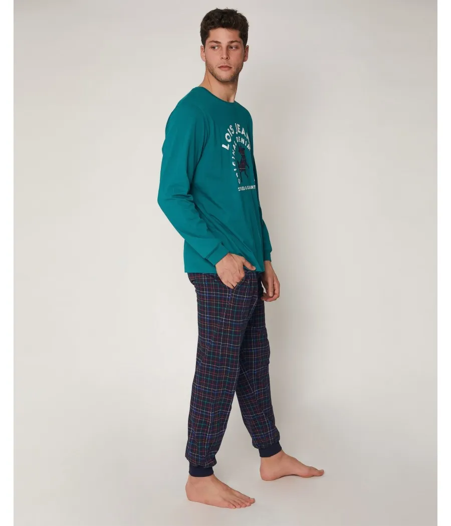 Pijama invierno hombre Lois Styled verde algodón