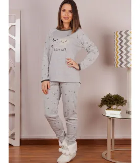 Pijama invierno mujer Rachas&Abreu Life felpa gris tallas grandes