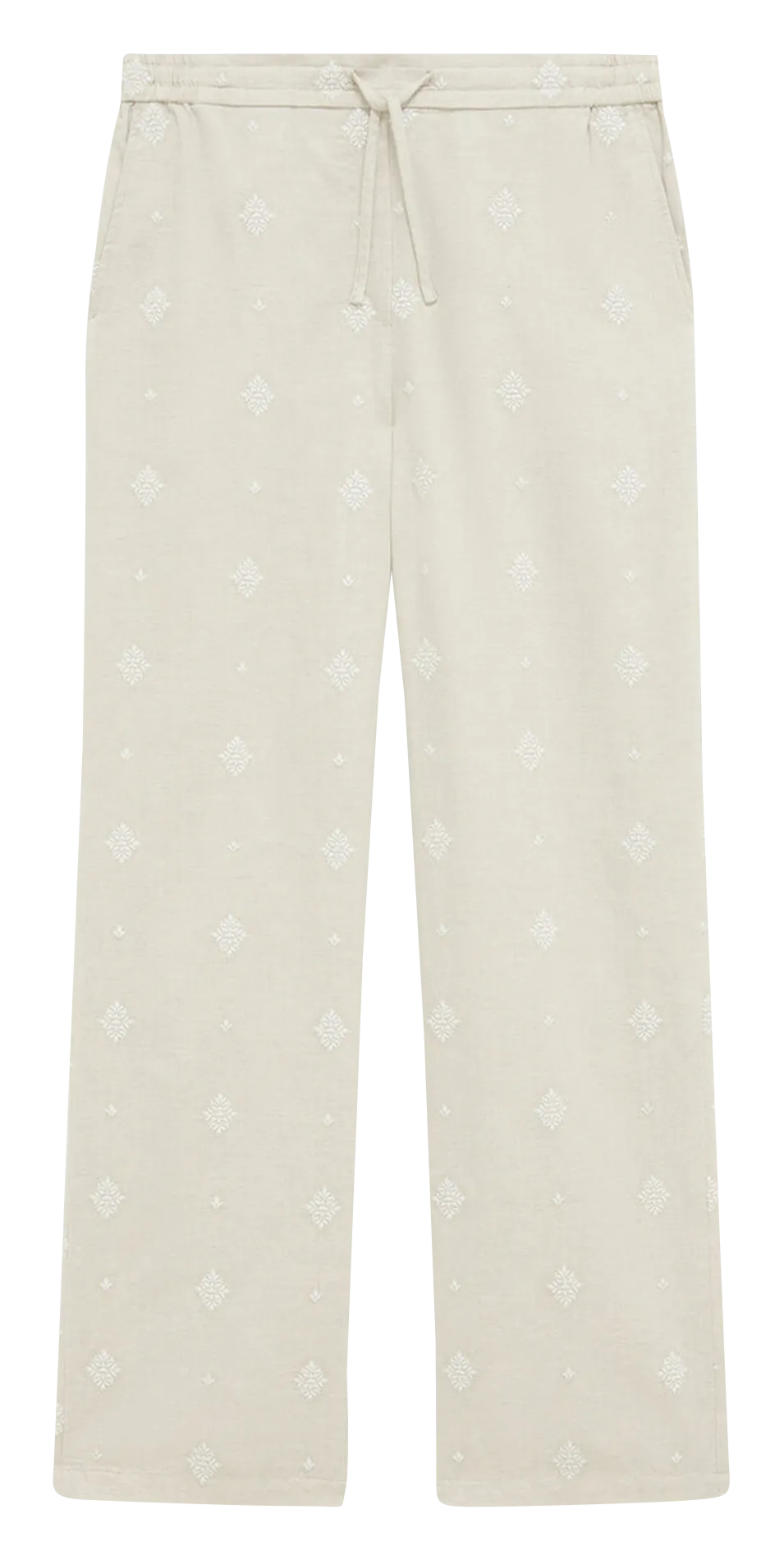 PURE - Pantalón recto estampado de algodón mezclado en beige