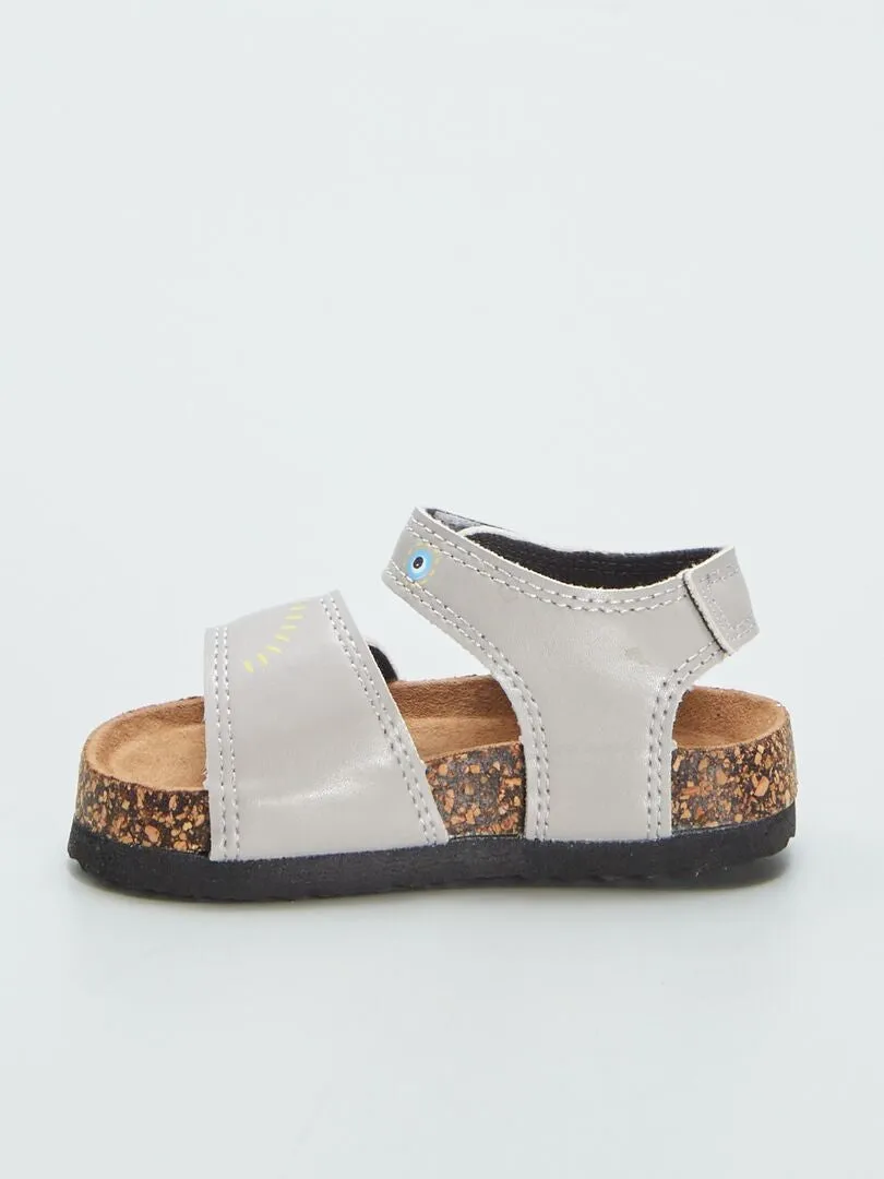 Sandalias con tiras estampadas - GRIS