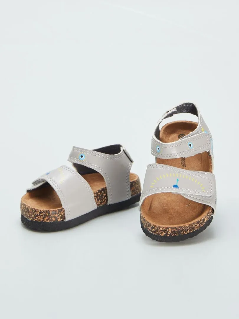 Sandalias con tiras estampadas - GRIS