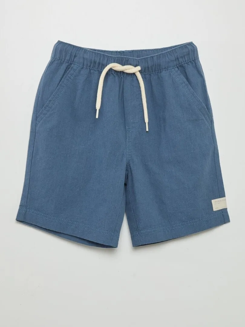 Short liso de lino - AZUL