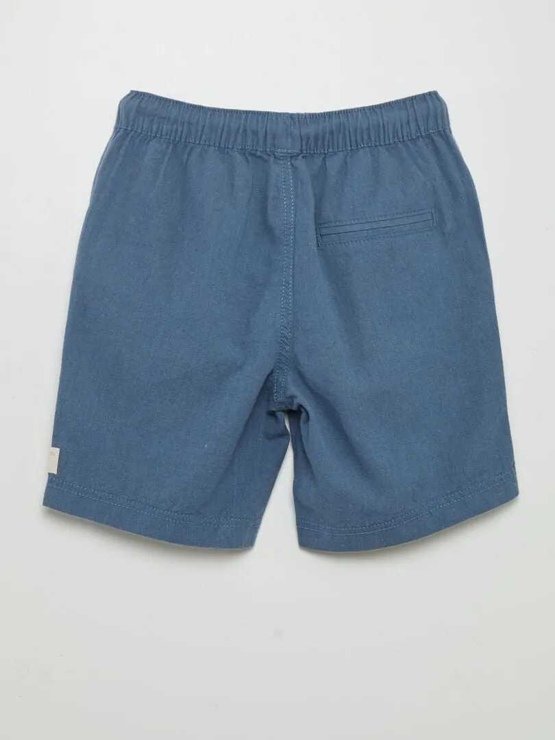 Short liso de lino - AZUL