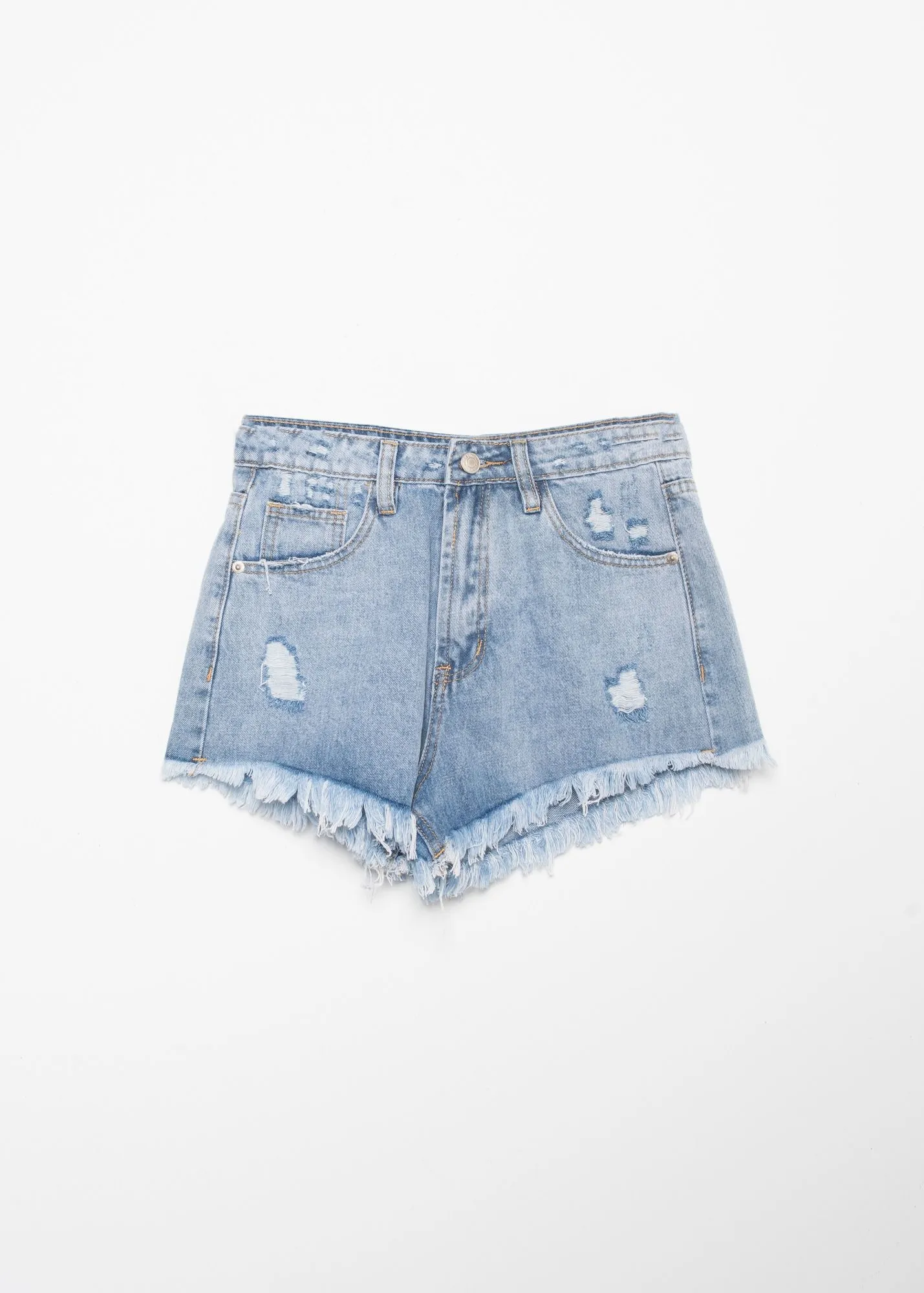 Shorts denim vaqueros con flecos mujer