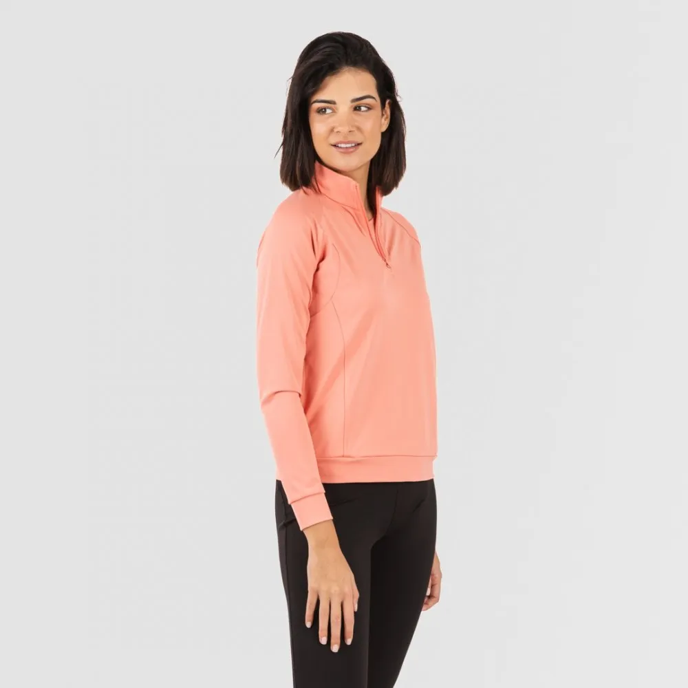 Sudadera deportiva mujer con cremallera y bolsillo naranja