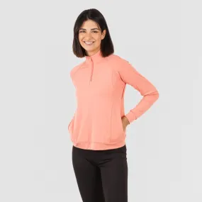 Sudadera deportiva mujer con cremallera y bolsillo naranja