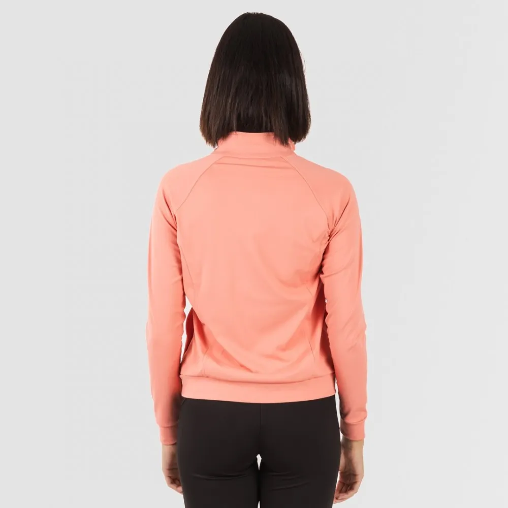 Sudadera deportiva mujer con cremallera y bolsillo naranja