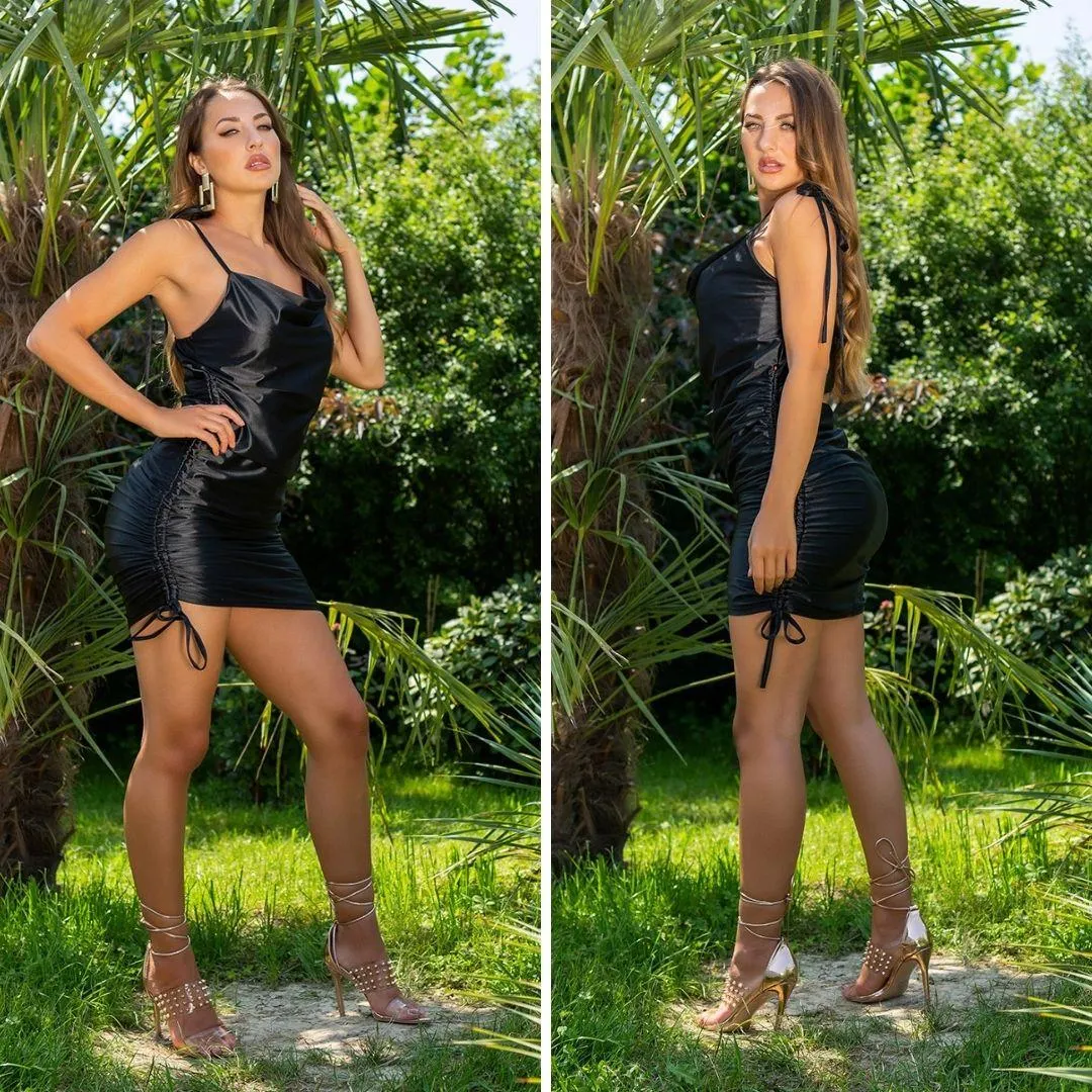 Vestido de moda brillante negro