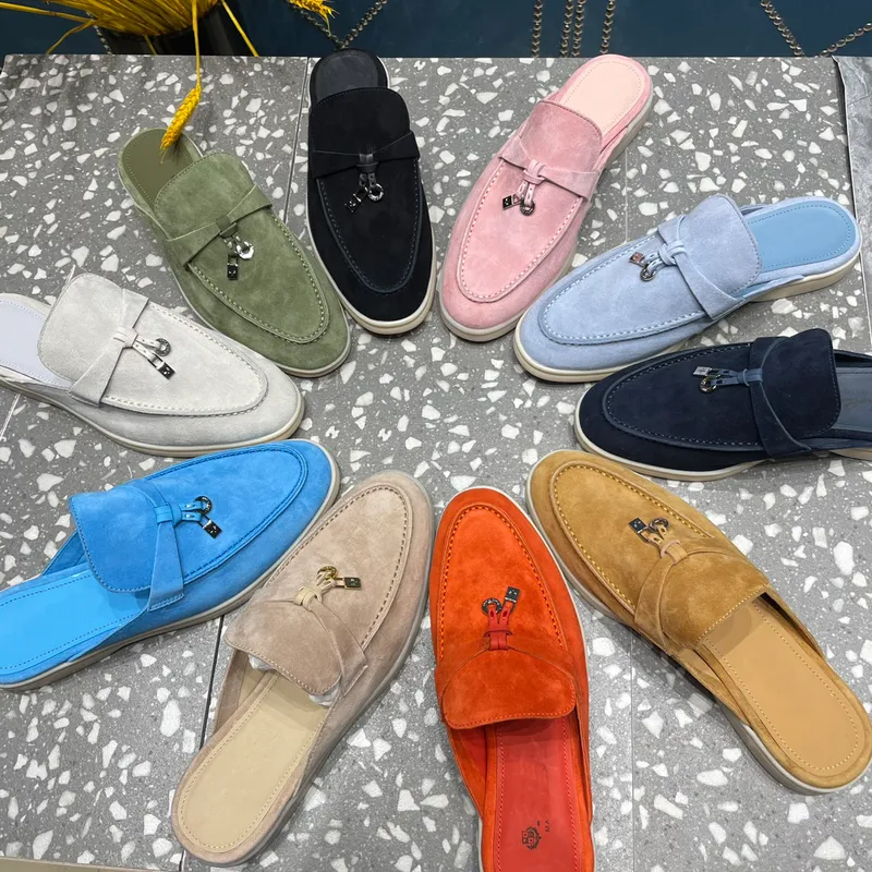 Zapatillas casuales para zapatos de mujer Sandalias clásicas Mocasines de cachemira Diseñadores Fondo de tendón de res elástico 