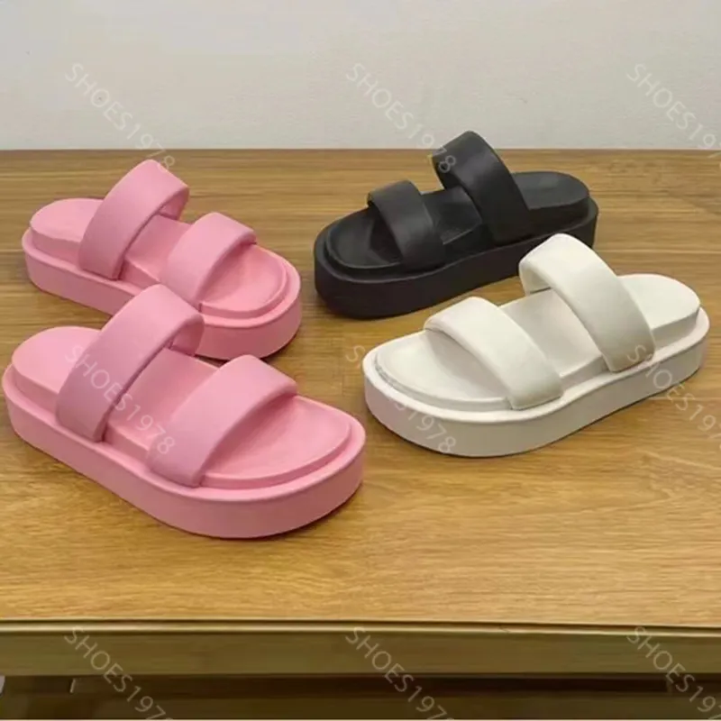 Zapatillas casuales Zapatos para mujer diapositivas Sandalias de cuero suave cómodo Matsuke Suela gruesa Sandalias de plataforma