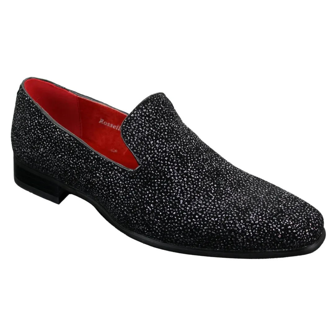 Zapatos de cuero brillante en negro blanco para uso elegante y formal para hombre