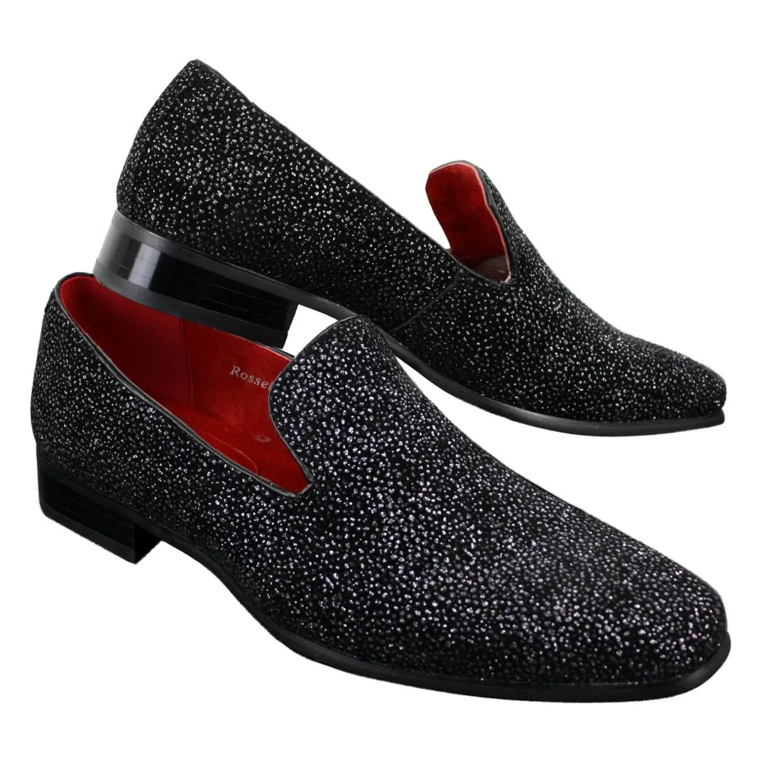 Zapatos de cuero brillante en negro blanco para uso elegante y formal para hombre