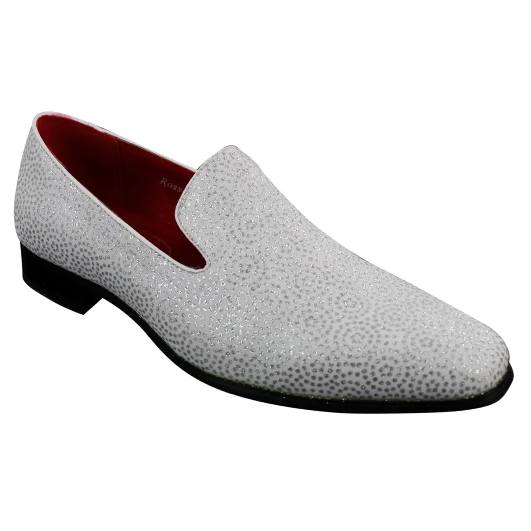 Zapatos de cuero brillante en negro blanco para uso elegante y formal para hombre