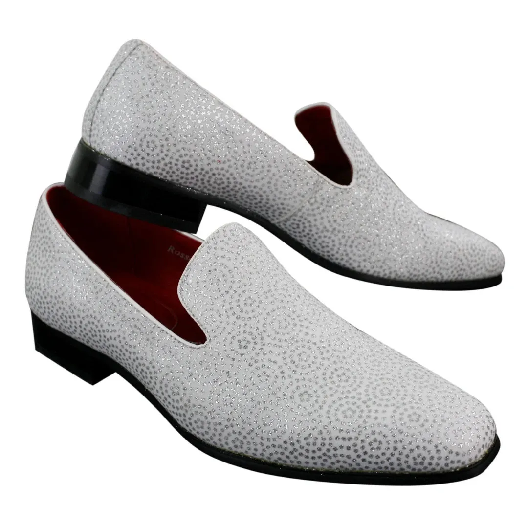 Zapatos de cuero brillante en negro blanco para uso elegante y formal para hombre